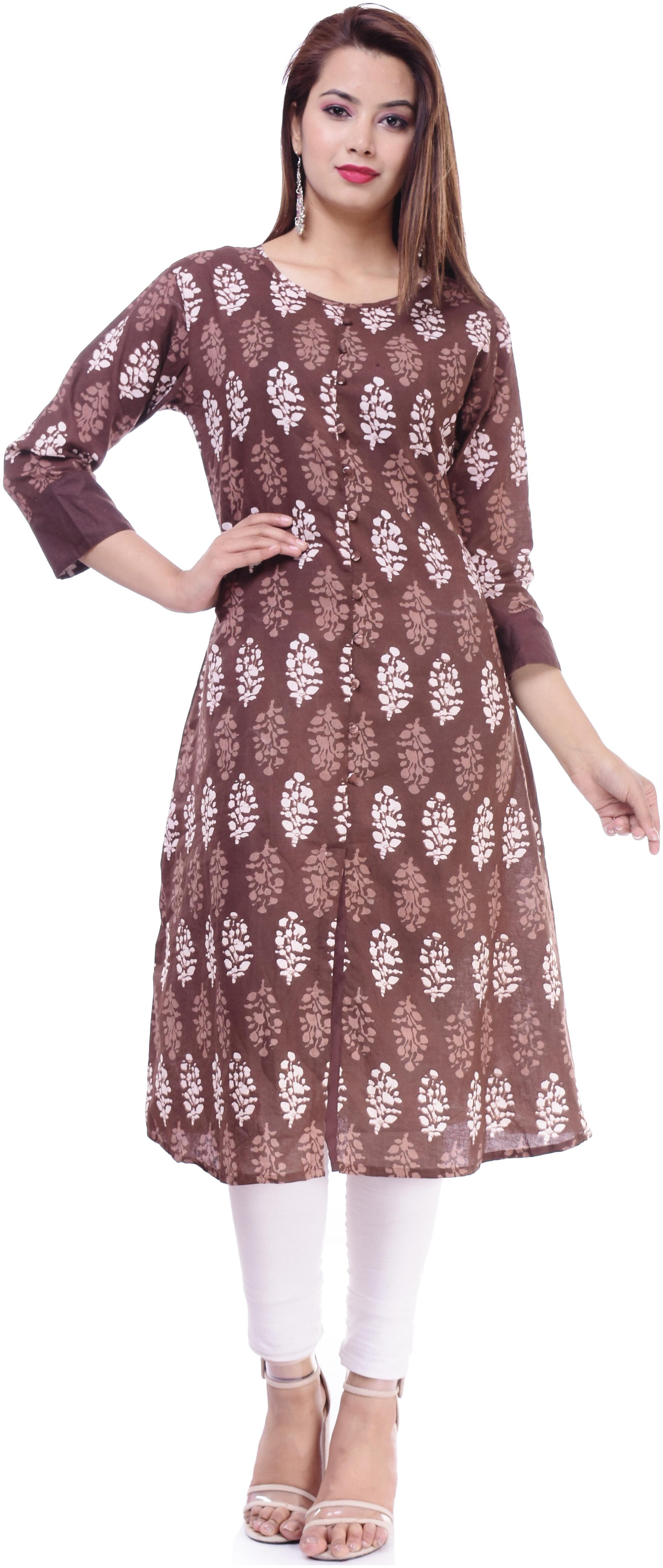 

Rangoli Jaipur Women Brown Ethnic Motifs Straight Kurta