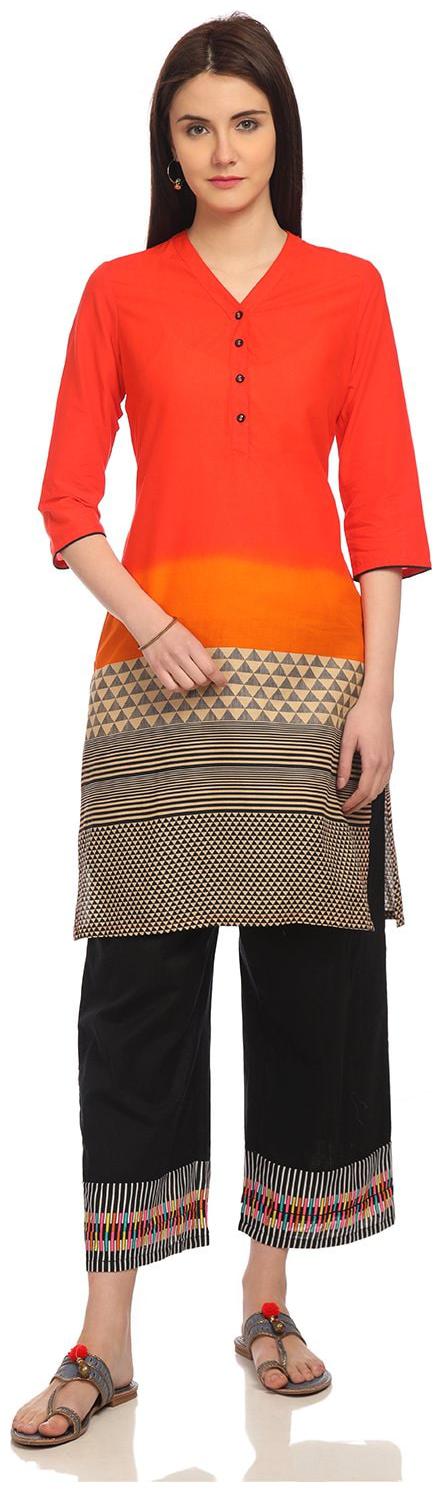 

Rangriti Women Multi Printed Straight Kurta