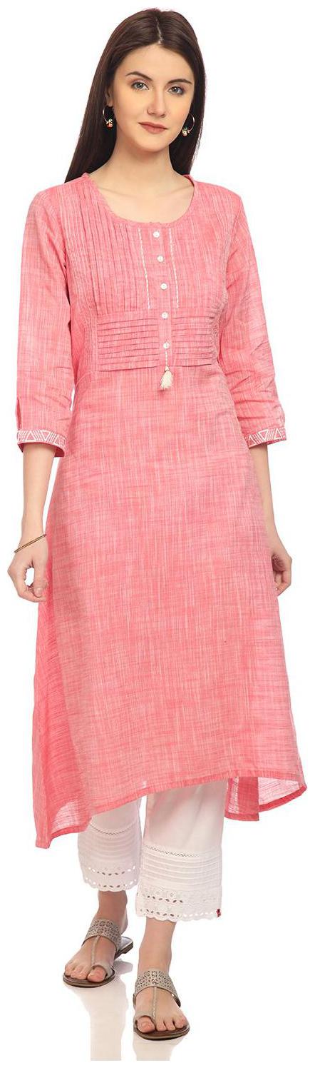 

Rangriti Women Pink Printed Straight Kurta