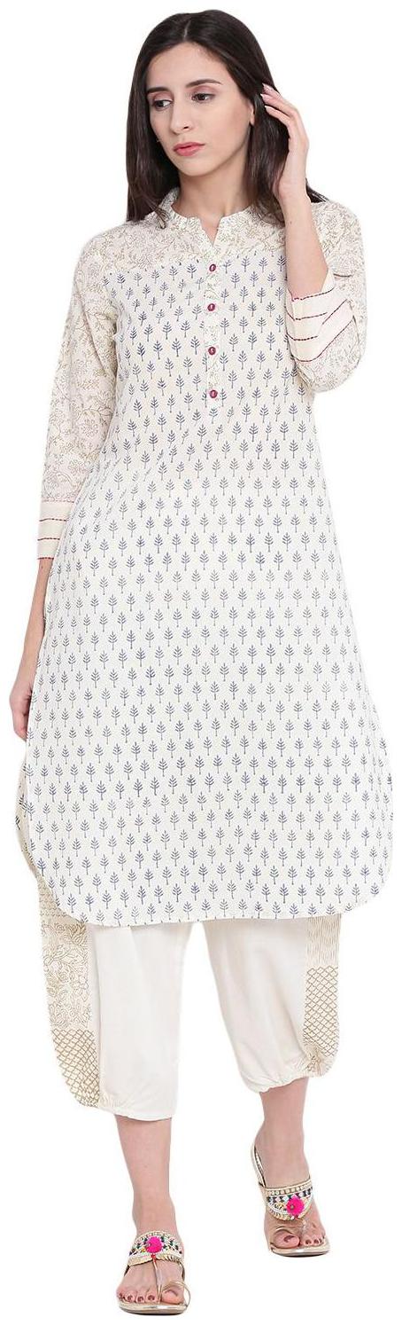 

Rangriti Women White Solid Straight Kurta