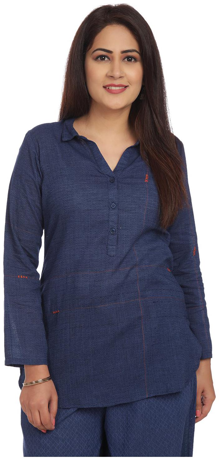 

Rangriti Women Dyed Regular top - Blue