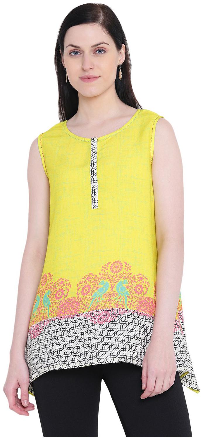 

Rangriti Women Printed Regular top - Yellow
