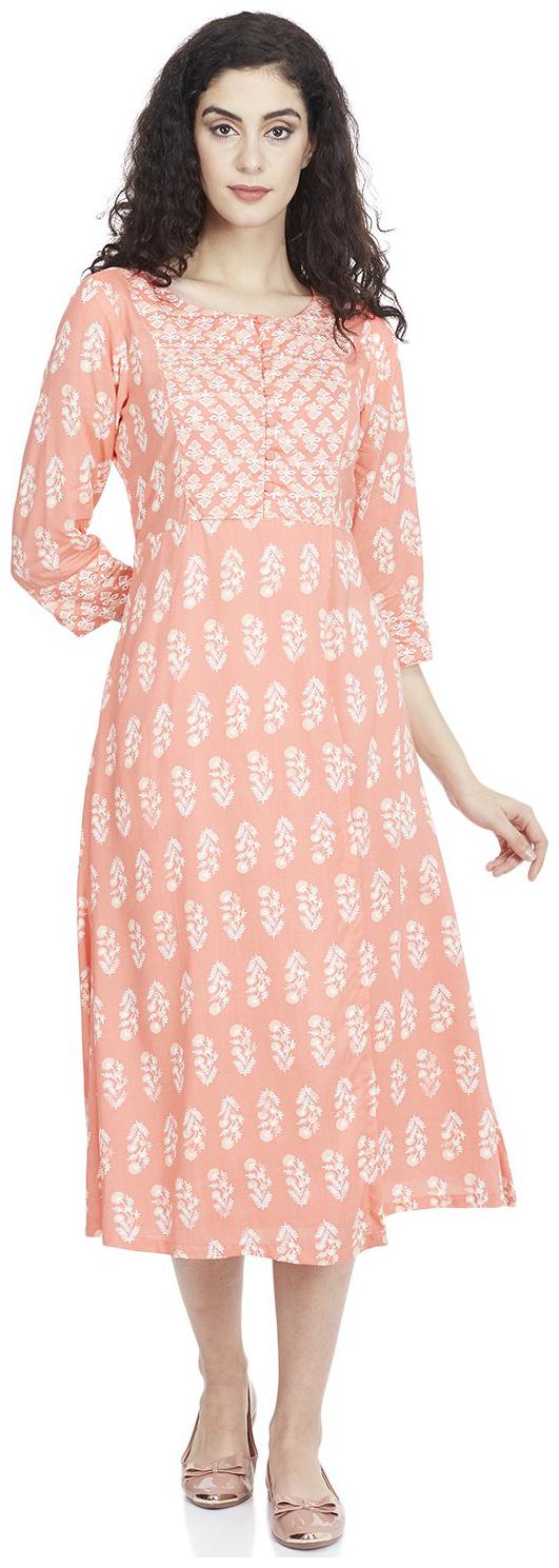 

Rangriti Pink Printed A-line dress