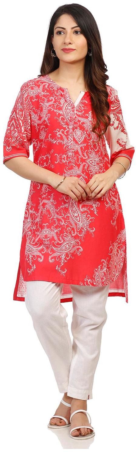 

Rangriti Women Pink Printed Straight Kurta