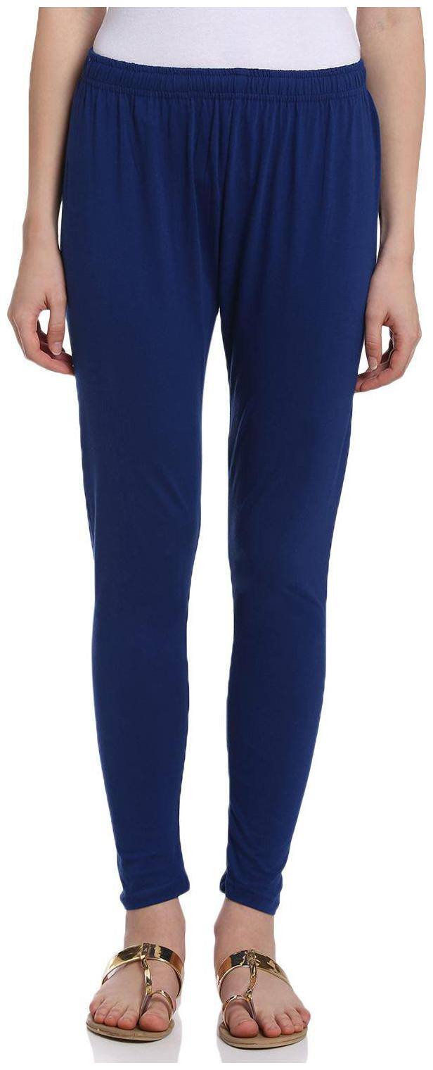 Rangriti Women Solid Blended Blue Leggings