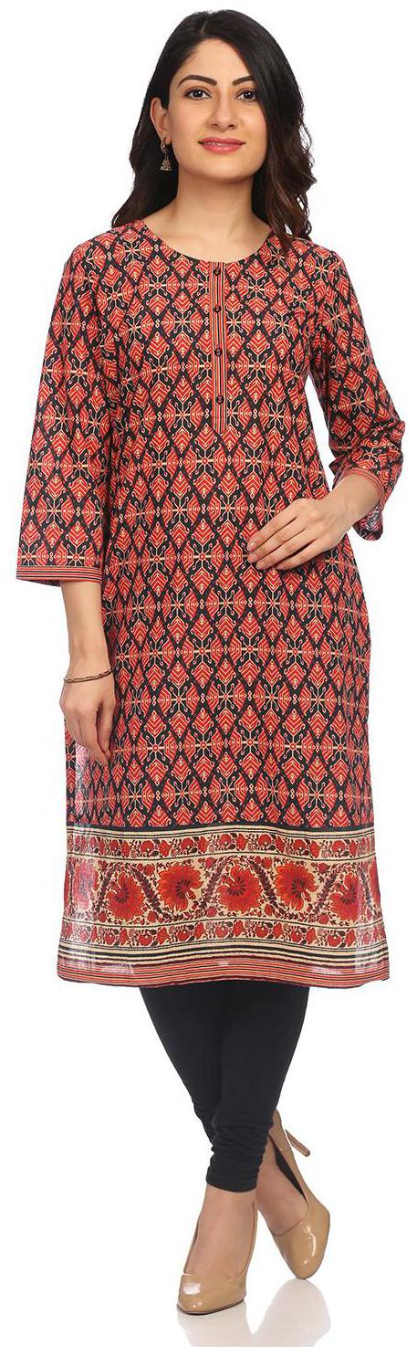 

Rangriti Women Red Printed Straight Kurta