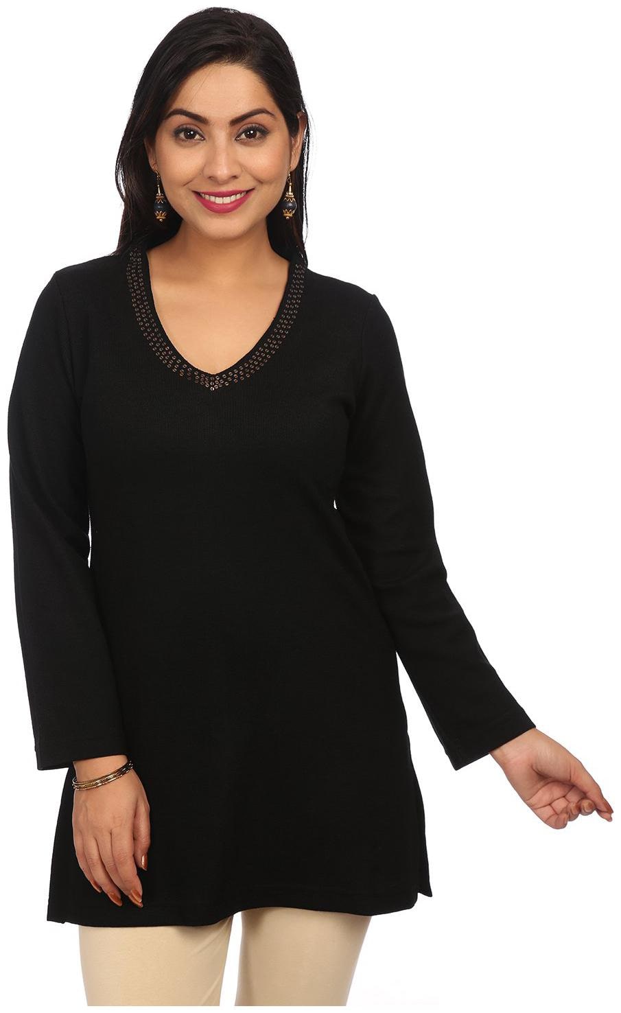 

Rangriti Women Black Solid Straight Kurta