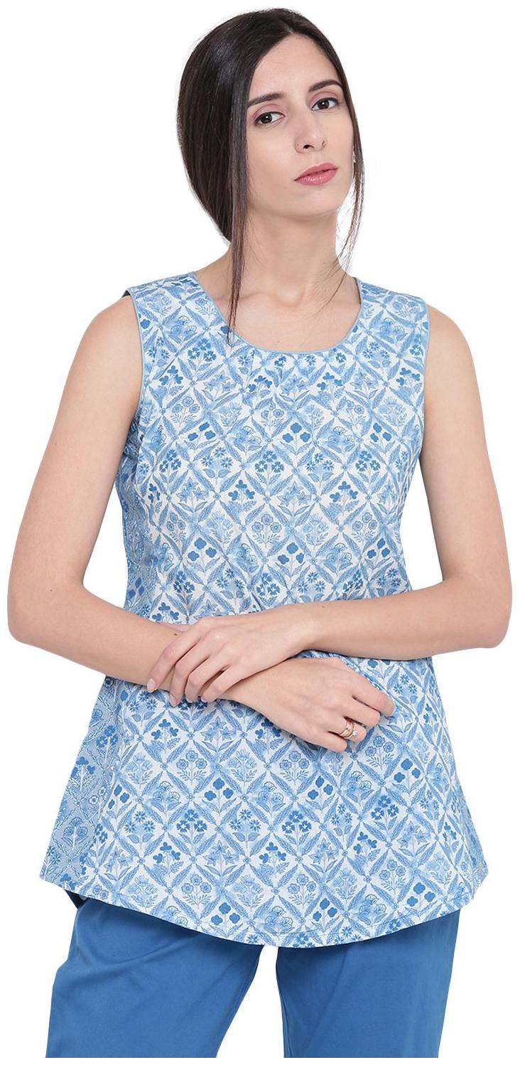 

Rangriti Women Printed Regular top - Blue