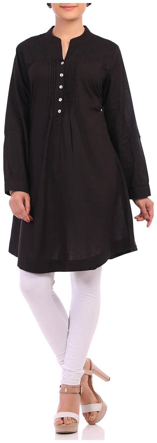 

Rangriti Women Cotton Solid Kurti Black