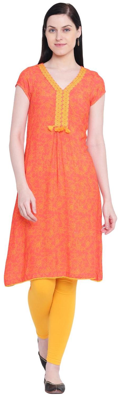 

Rangriti Women Viscose Printed Kurta Orange