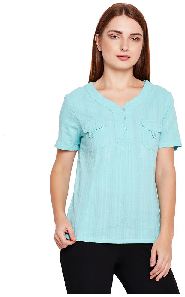 

OXOLLOXO Women Solid A-line top - Green