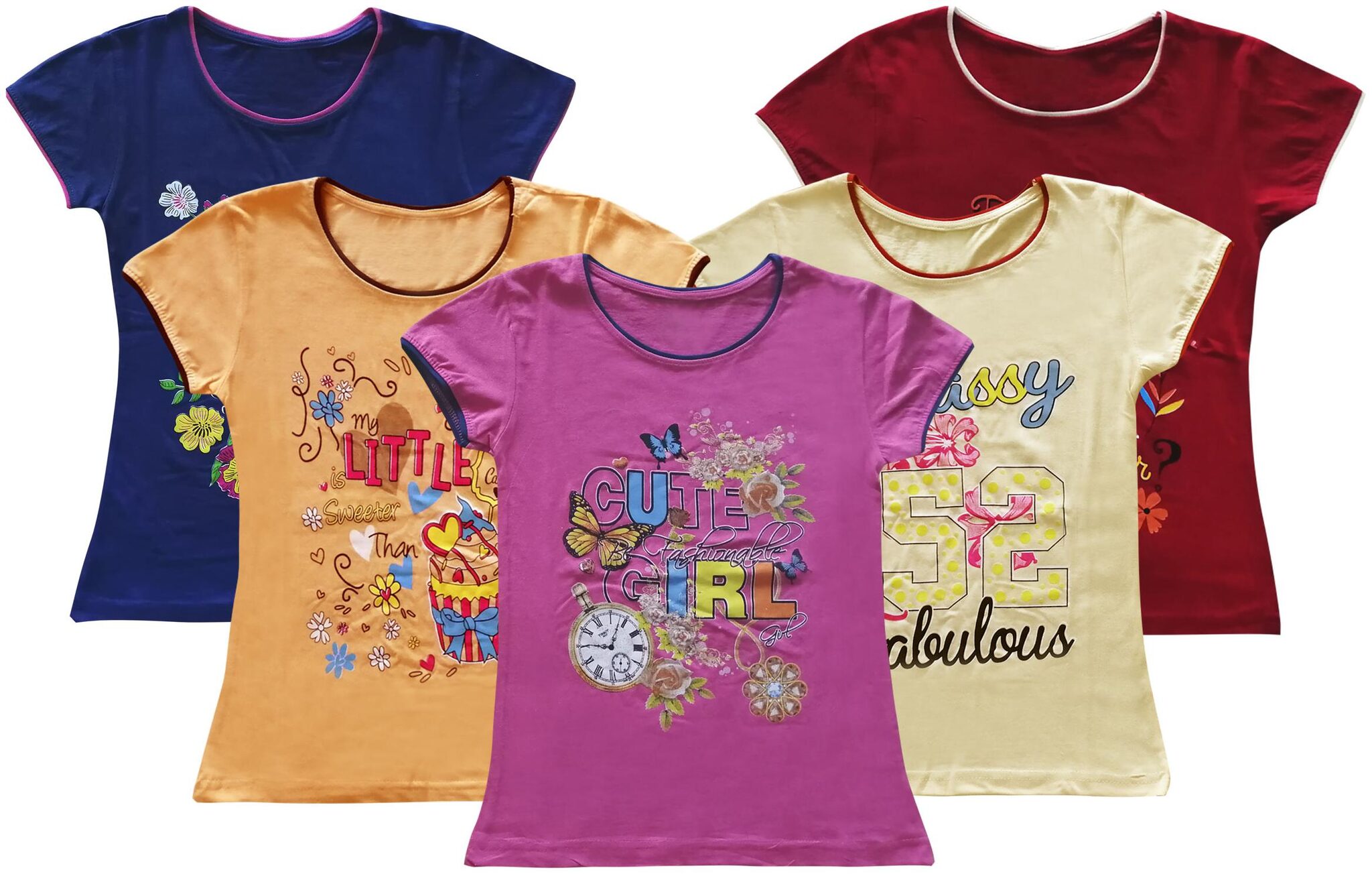 

Rawpockets Women Multi Regular fit Round neck Cotton T shirt
