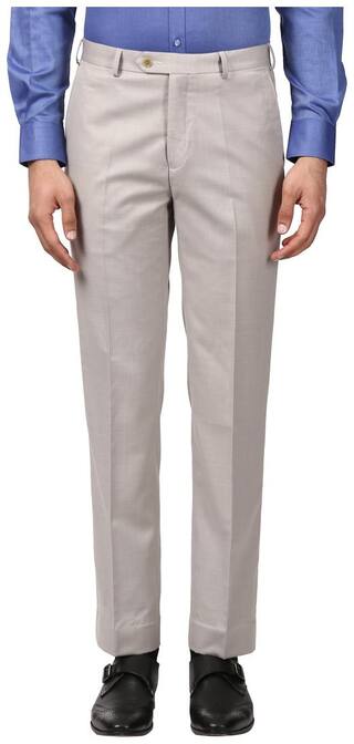 Raymond Men Solid Regular Fit Formal Trouser - Beige