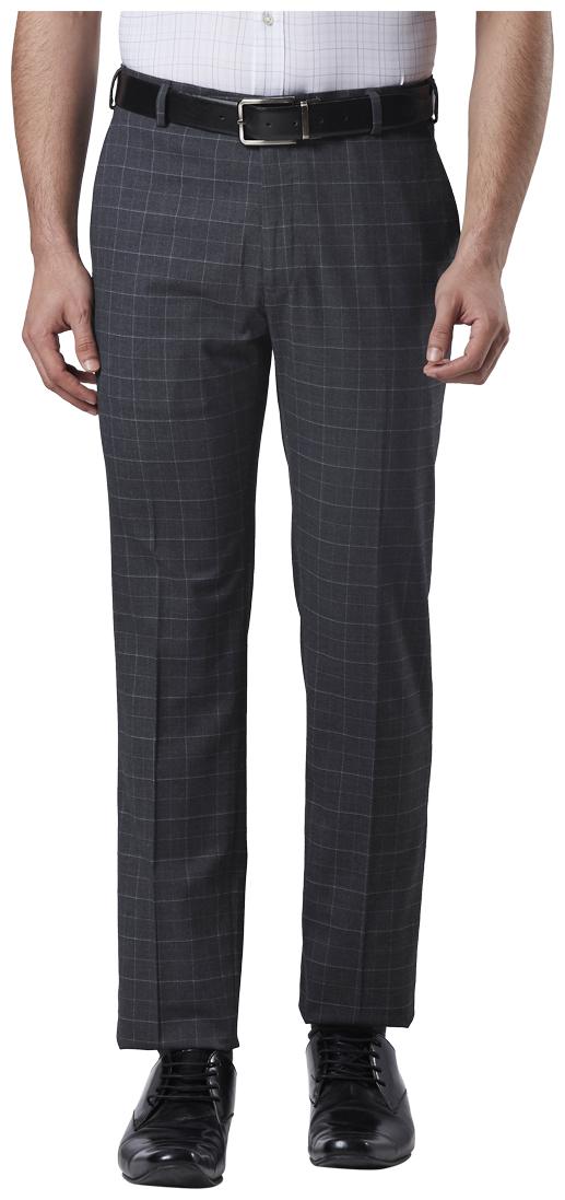 

Raymond Men Checked Slim Fit Formal Trouser - Grey