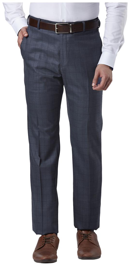 

Raymond Men Checked Regular Fit Formal Trouser - Blue