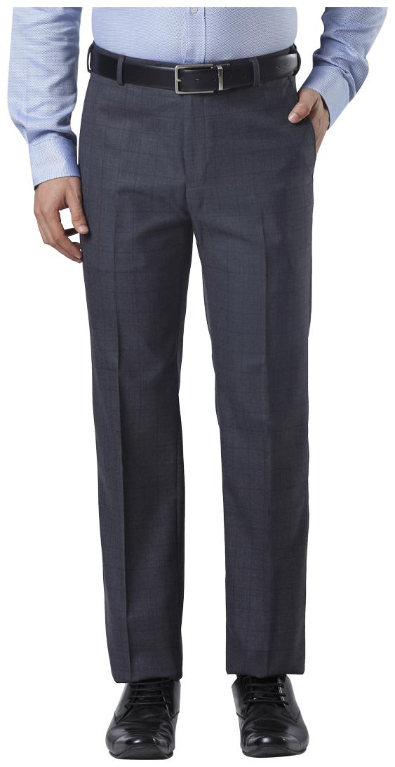 

Raymond Men Checked Regular Fit Formal Trouser - Grey