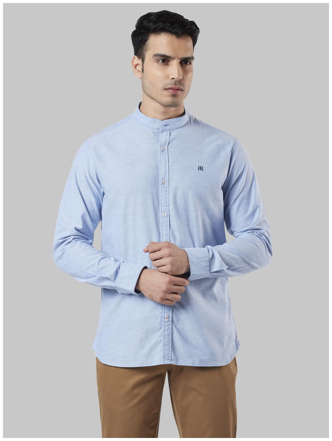 

Raymond Men Blue Solid Slim Fit Casual Shirt