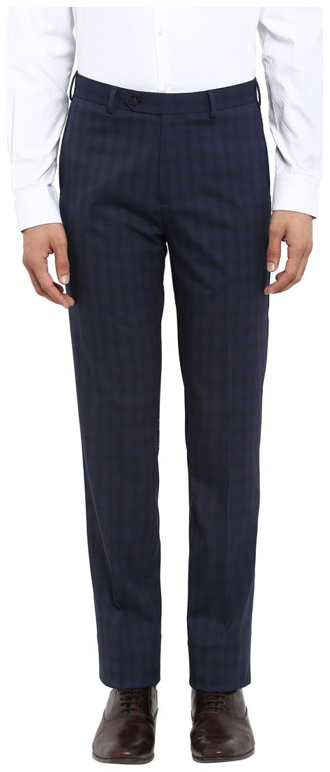 

Raymond Men Checked Regular Fit Formal Trouser - Blue