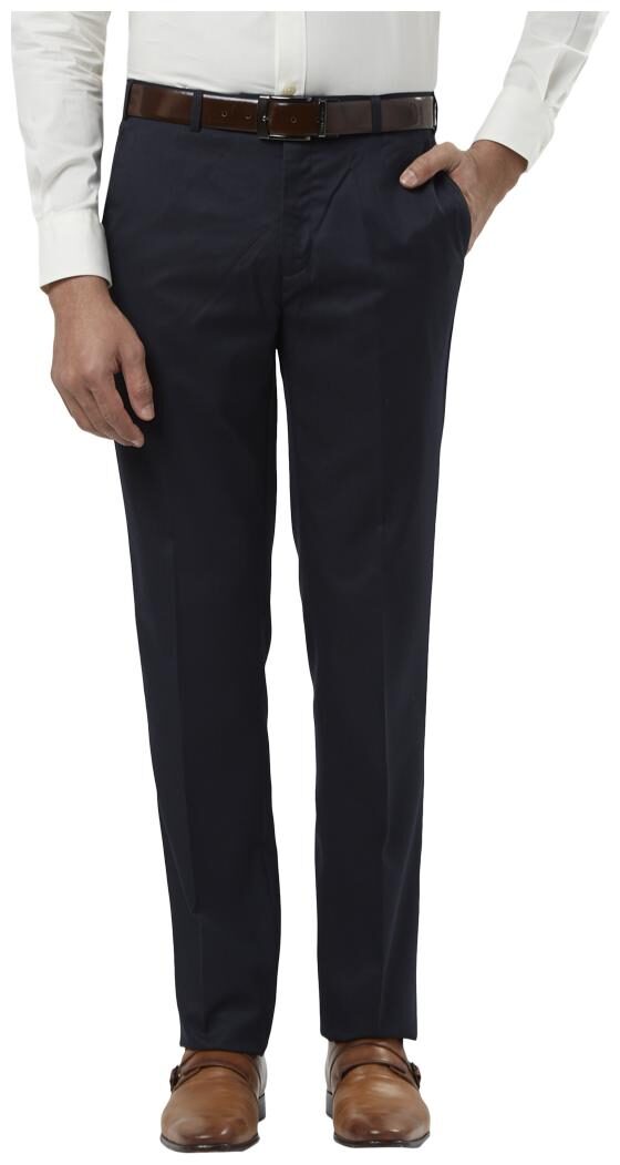 

Raymond Men Solid Regular Fit Formal Trouser - Blue