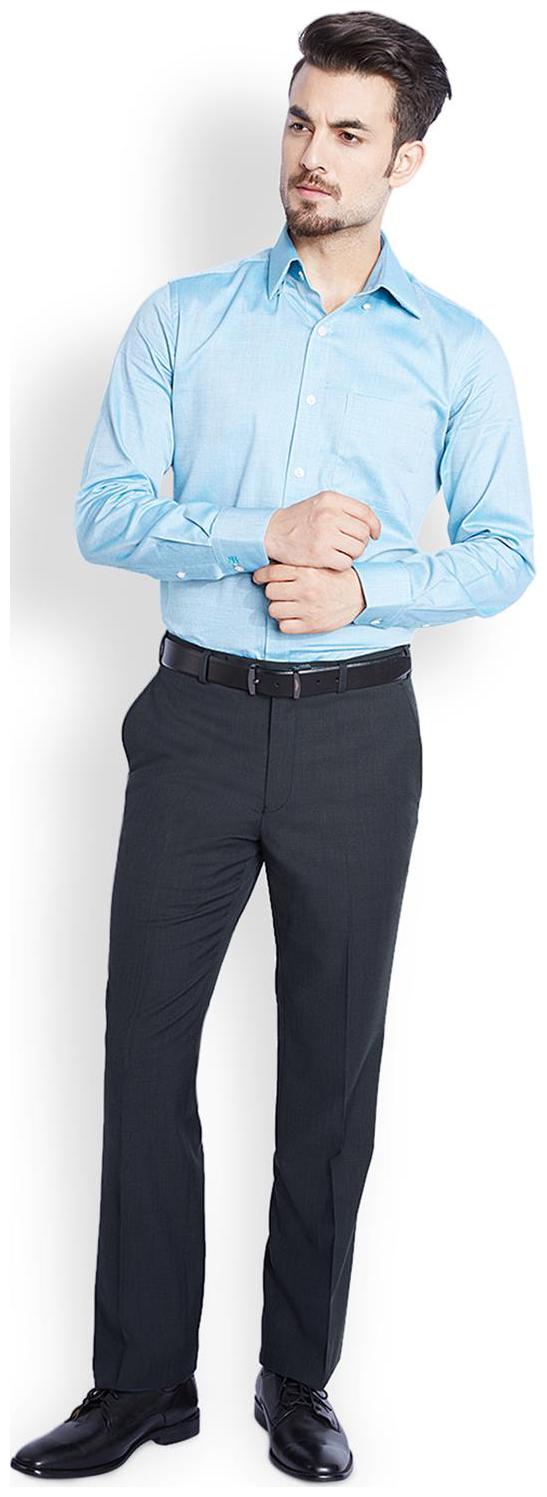 

Raymond Men Solid Regular Fit Formal Trouser - Blue