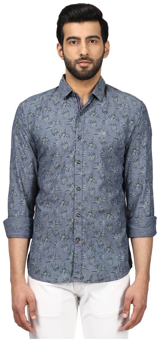 

Raymond Men Blue Printed Slim Fit Casual Shirt