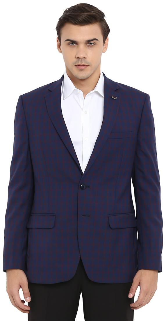 

Raymond Men Blue Checked Regular fit Single Breasted Blazer