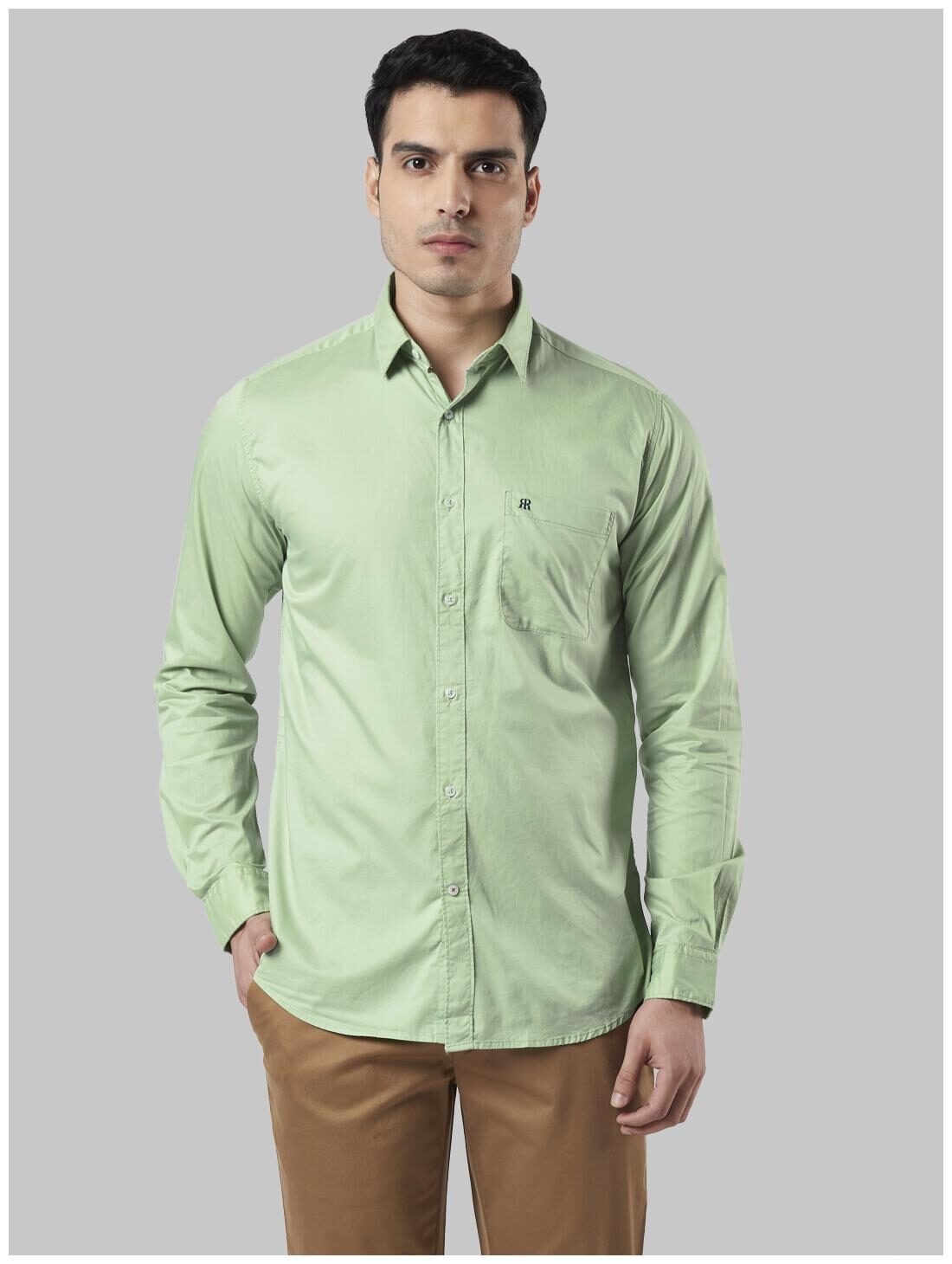 

Raymond Men Green Solid Slim Fit Casual Shirt