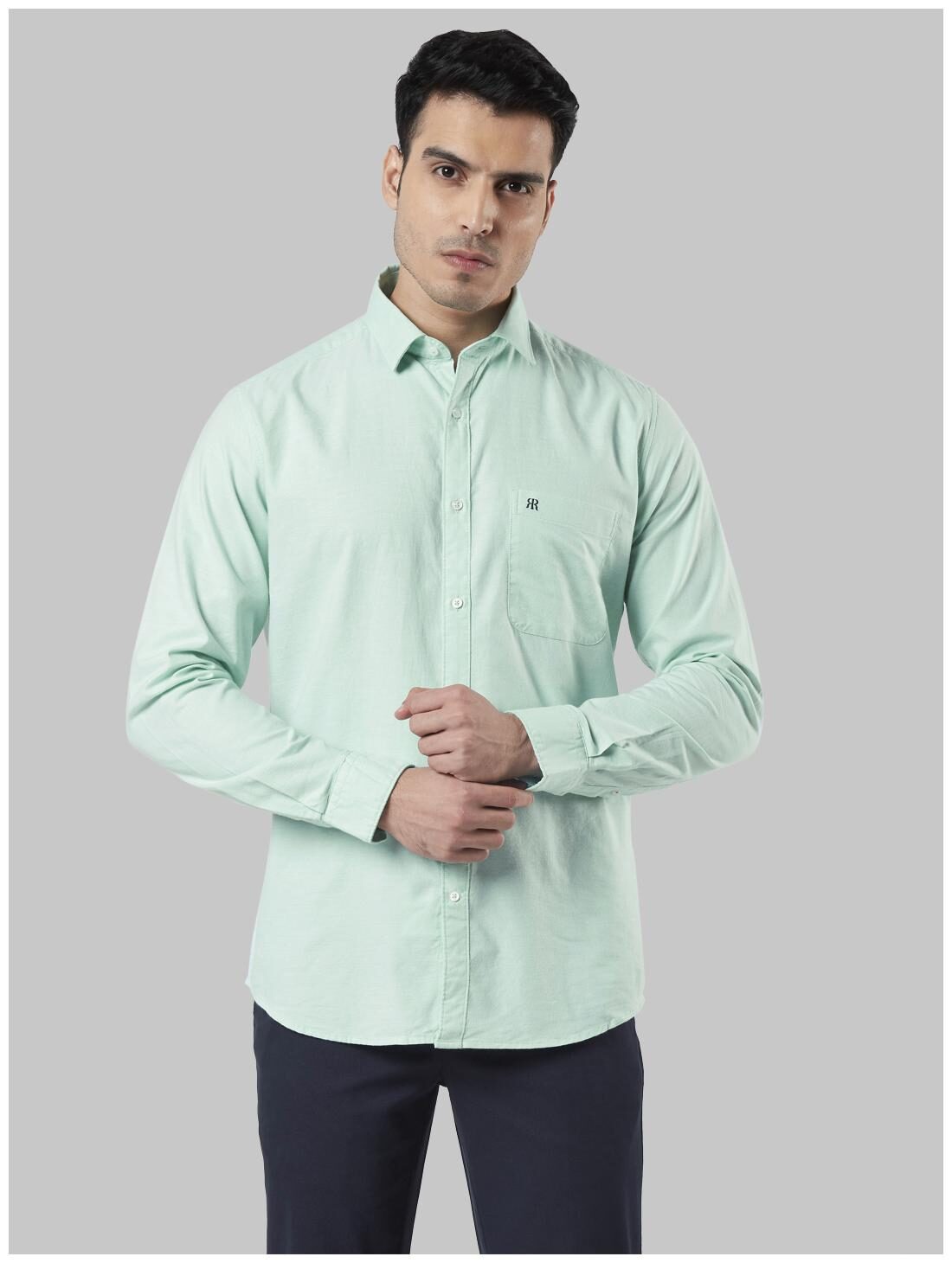 

Raymond Men Green Solid Slim Fit Casual Shirt