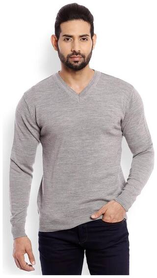 Raymond Grey Men Merino Wool Regular Fit Sweater