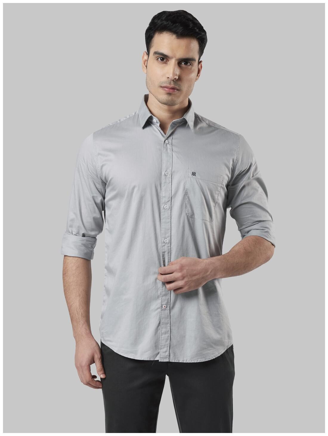 

Raymond Men Grey Solid Slim Fit Casual Shirt