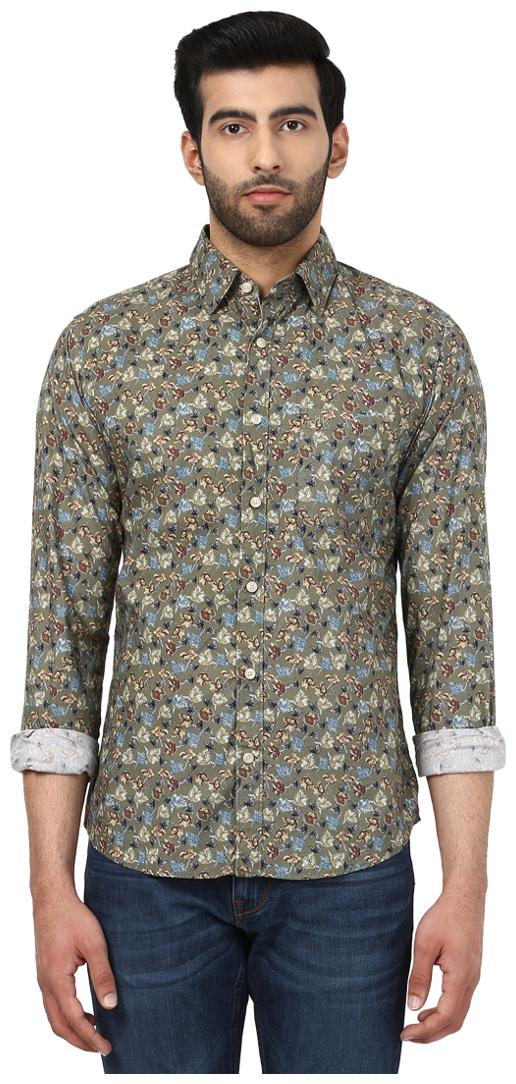 

Raymond Men Green Printed Slim Fit Casual Shirt