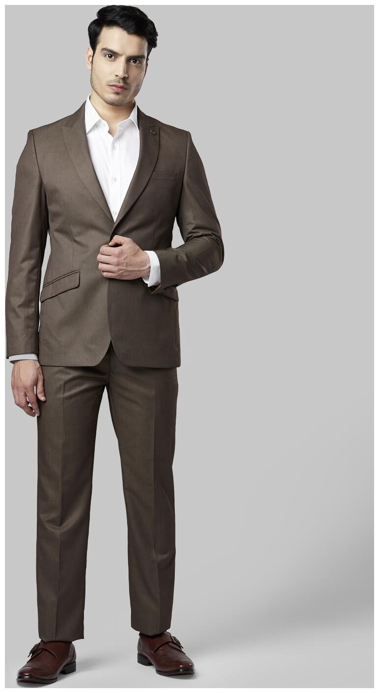 

Raymond Men Polyester Regular Fit Single Breasted Suit Brown
