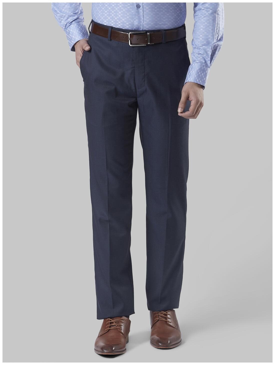

Raymond Men Solid Regular Fit Formal Trouser - Blue