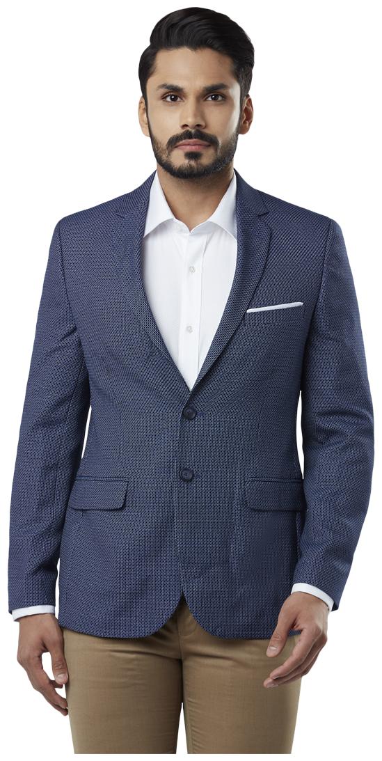 

Raymond Men Blue Printed Slim fit Single Breasted Blazer