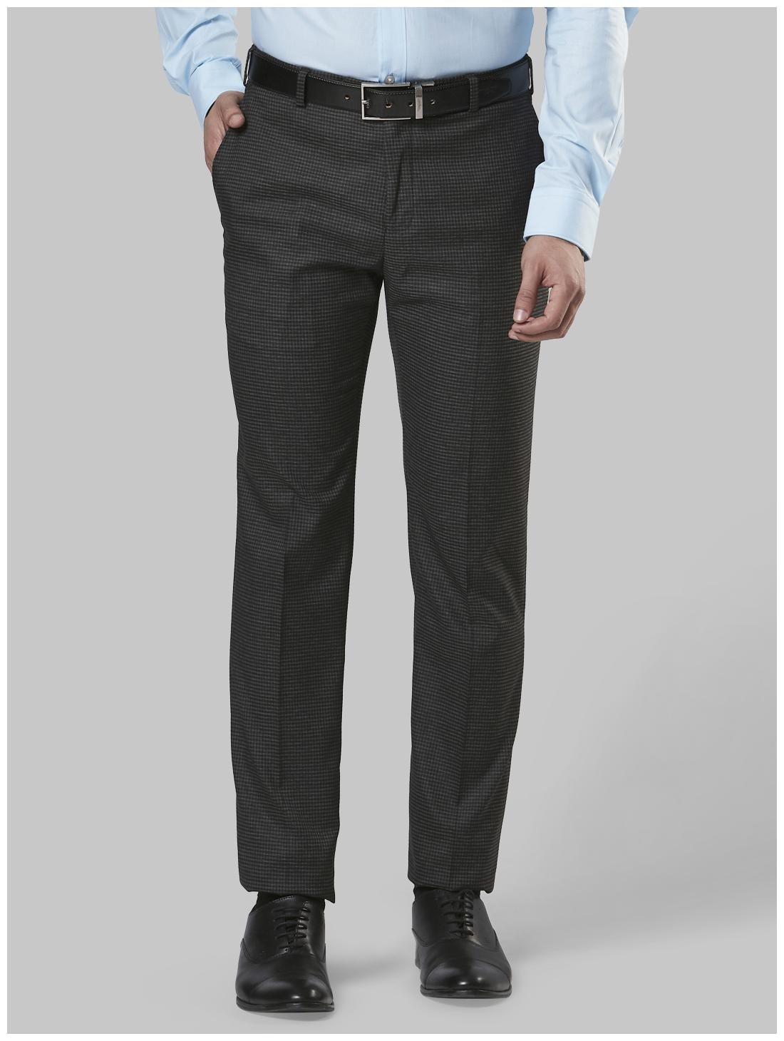 

Raymond Men Checked Slim Fit Formal Trouser - Grey