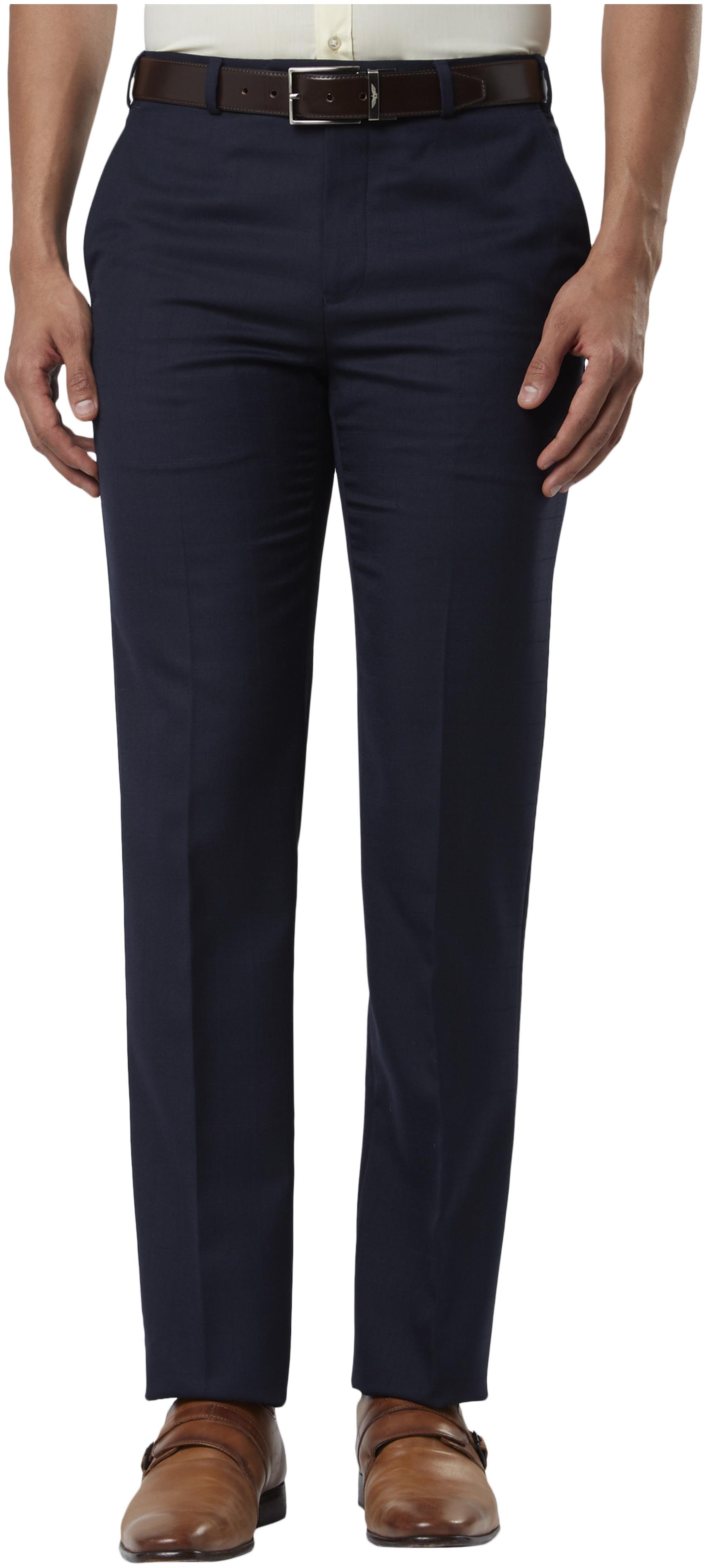 

Raymond Men Checked Regular Fit Formal Trouser - Blue