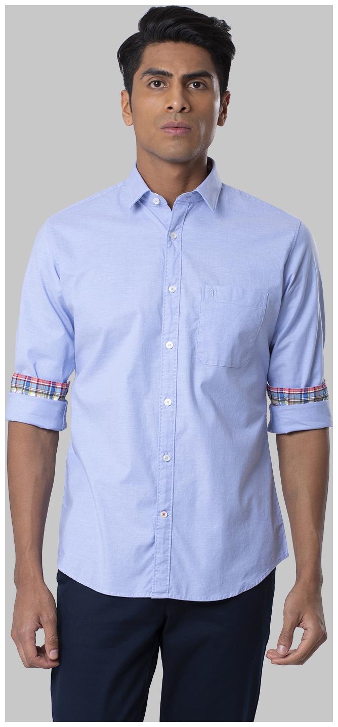 

Raymond Men Blue Solid Slim Fit Casual Shirt