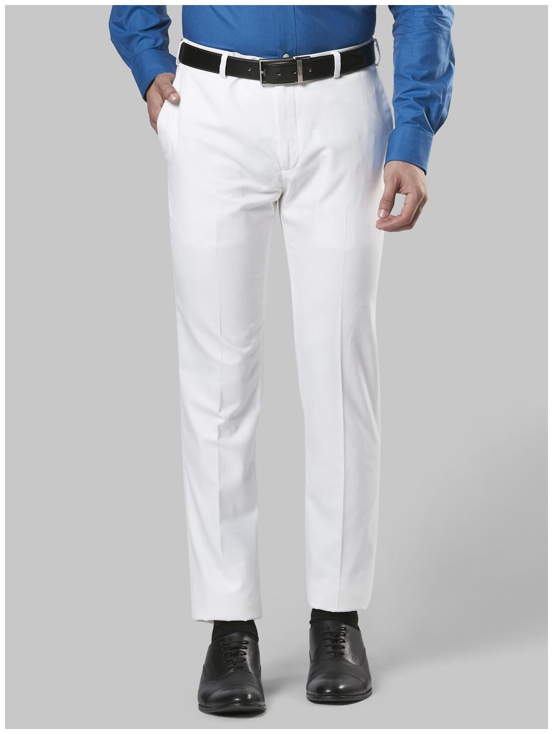 

Raymond Men Solid Slim Fit Formal Trouser - White