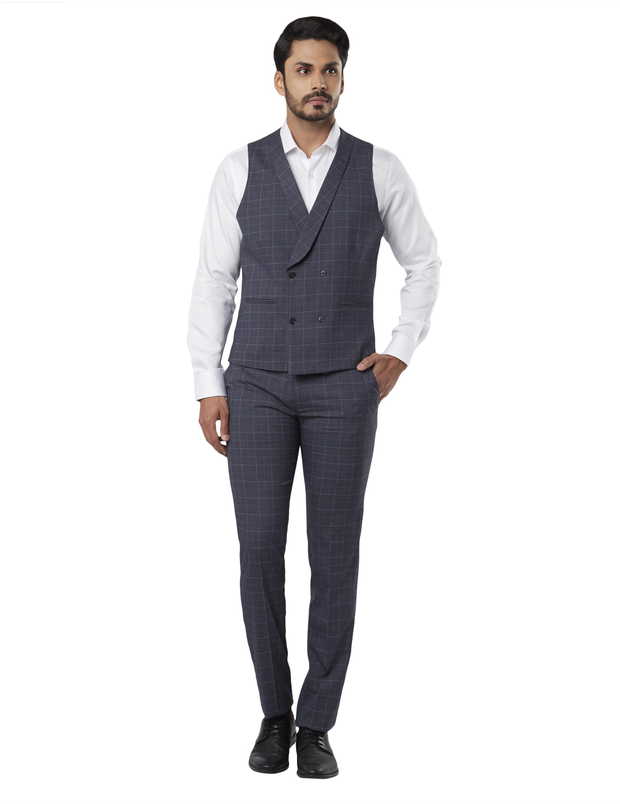 

Raymond Men Polyester Single Breasted Suit Grey