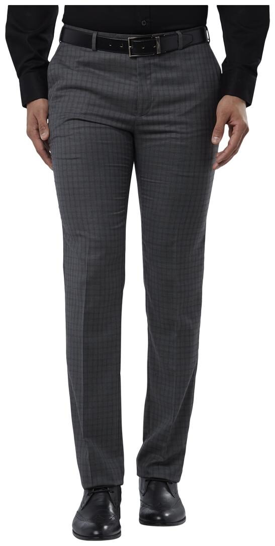 

Raymond Men Checked Slim Fit Formal Trouser - Grey
