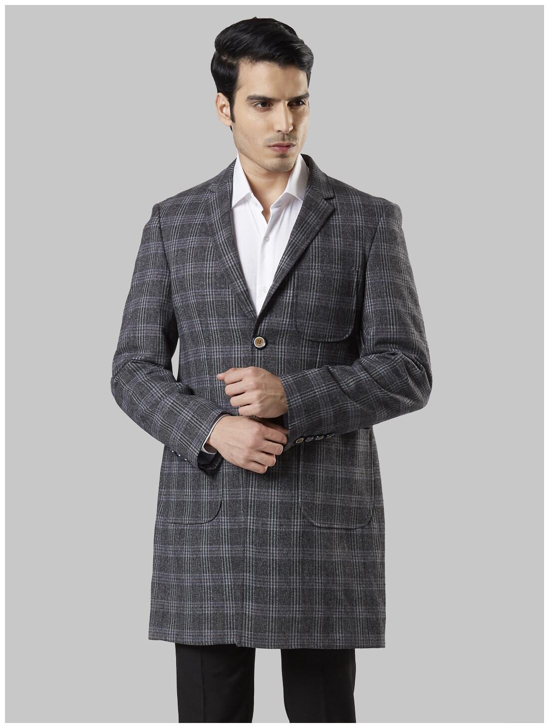 

Raymond Men Grey Checked Regular fit Single Breasted Blazer