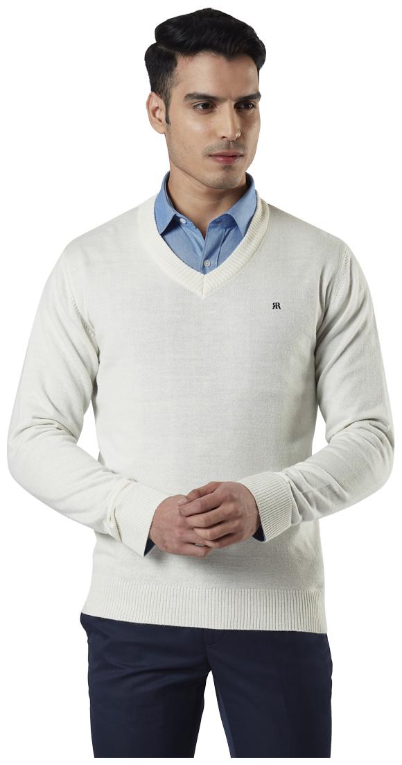 

Raymond Men White V neck Longline sweater