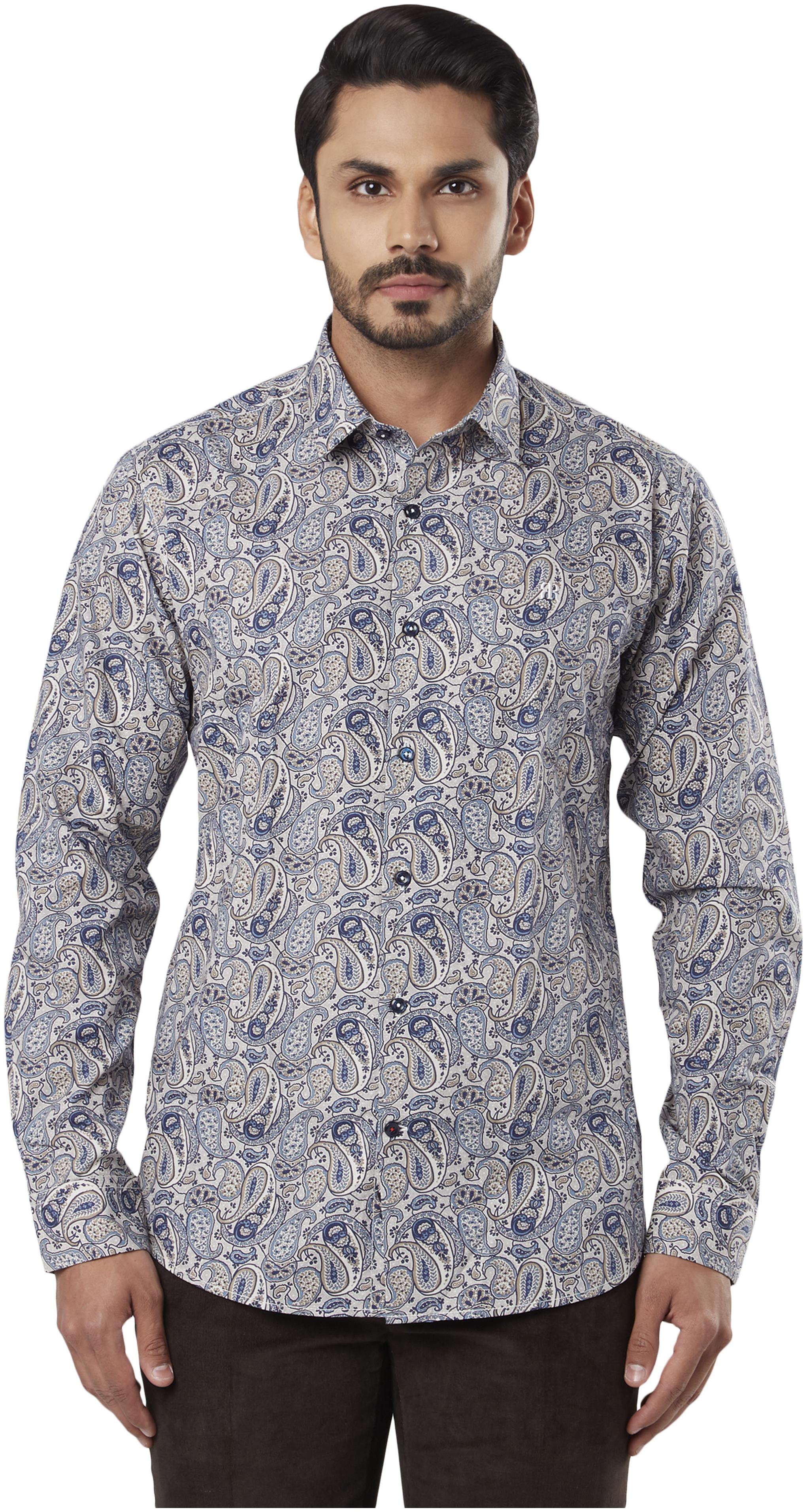 

Raymond Men Blue Printed Regular Fit Casual Shirt