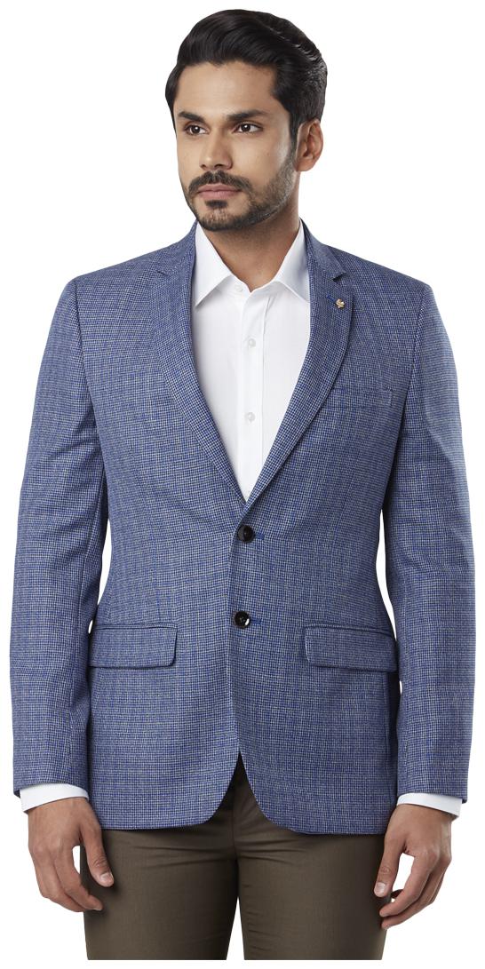 

Raymond Men Blue Printed Regular fit Single Breasted Blazer