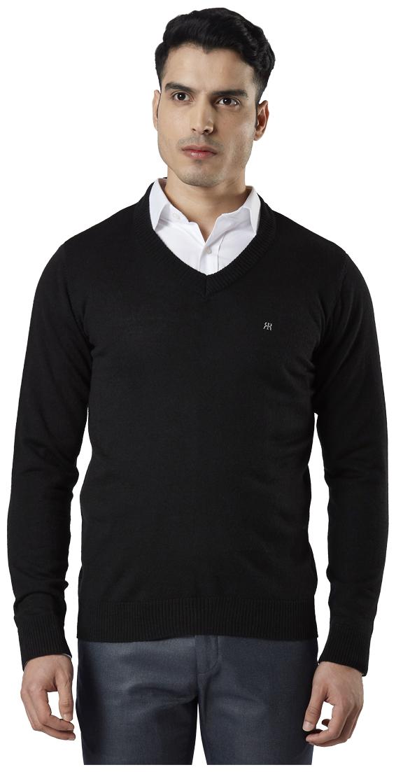 

Raymond Men Black V neck Longline sweater