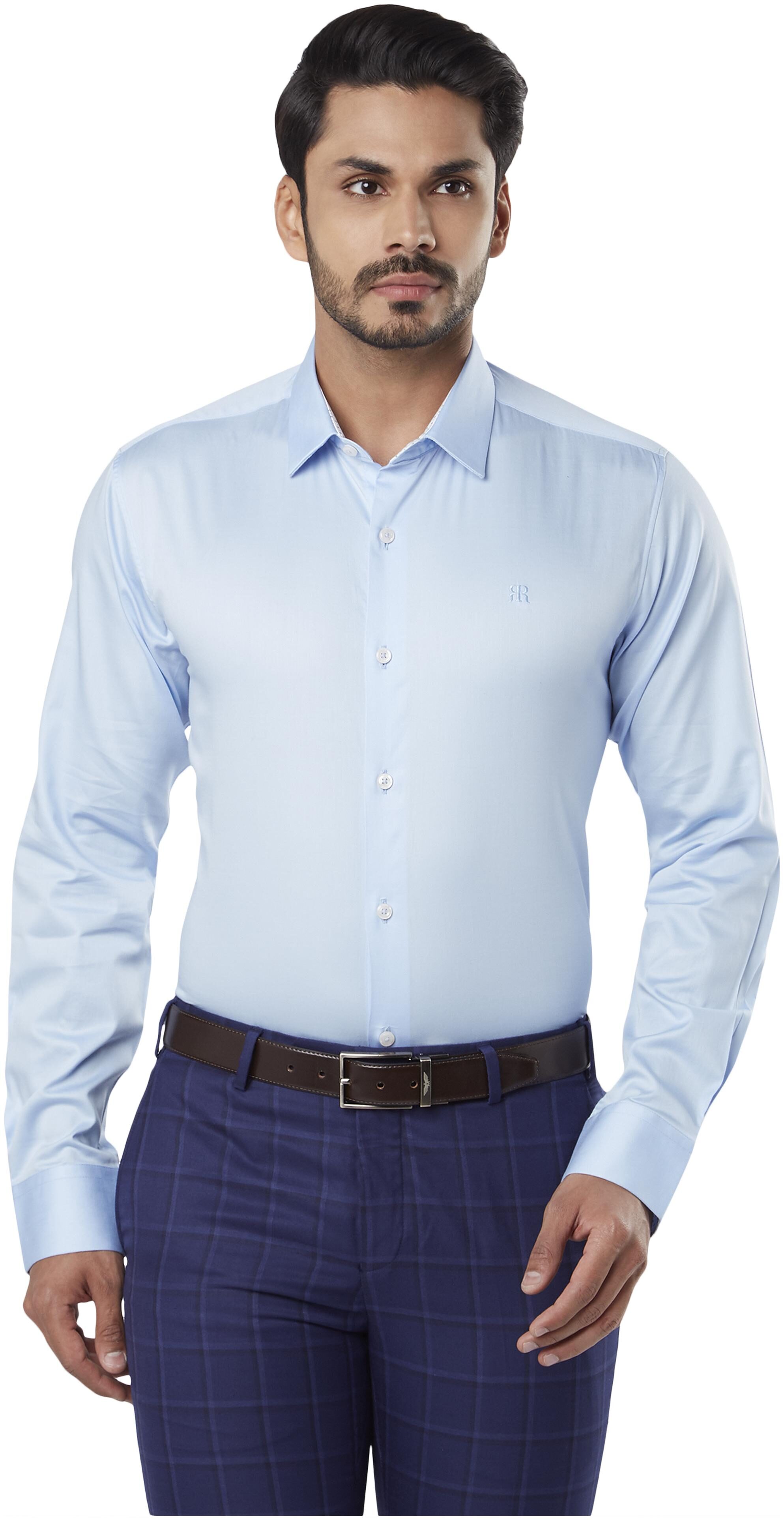 

Raymond Men Blue Solid Slim Fit Casual Shirt