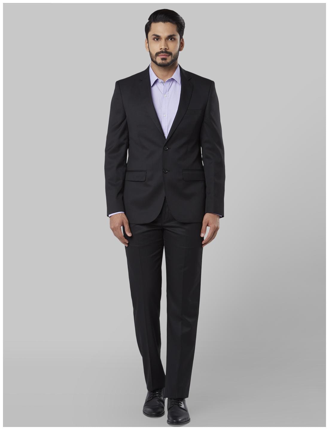 

Raymond Men Polyester Solid Single Breasted Suit Black