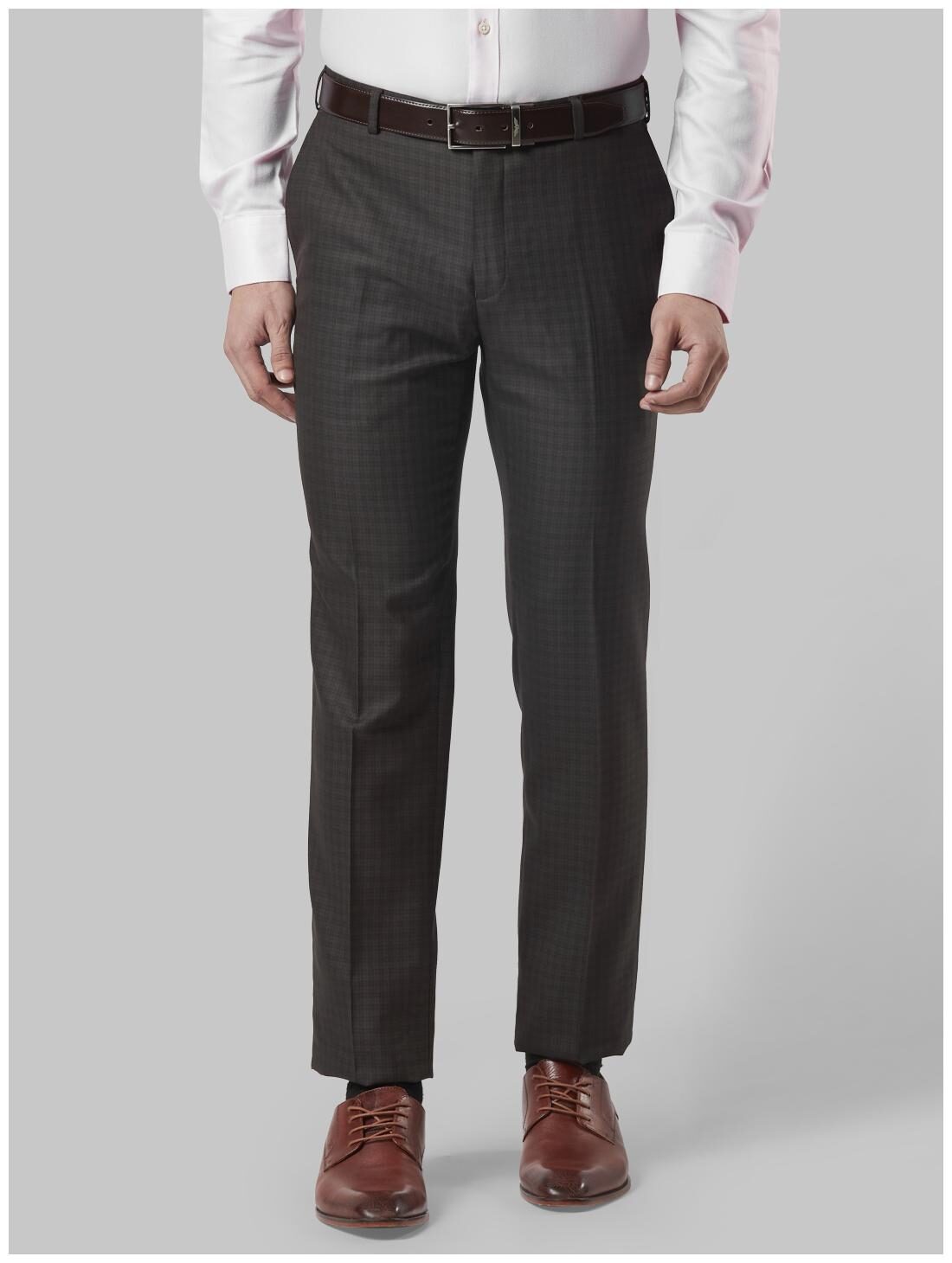 

Raymond Men Checked Slim Fit Formal Trouser - Brown