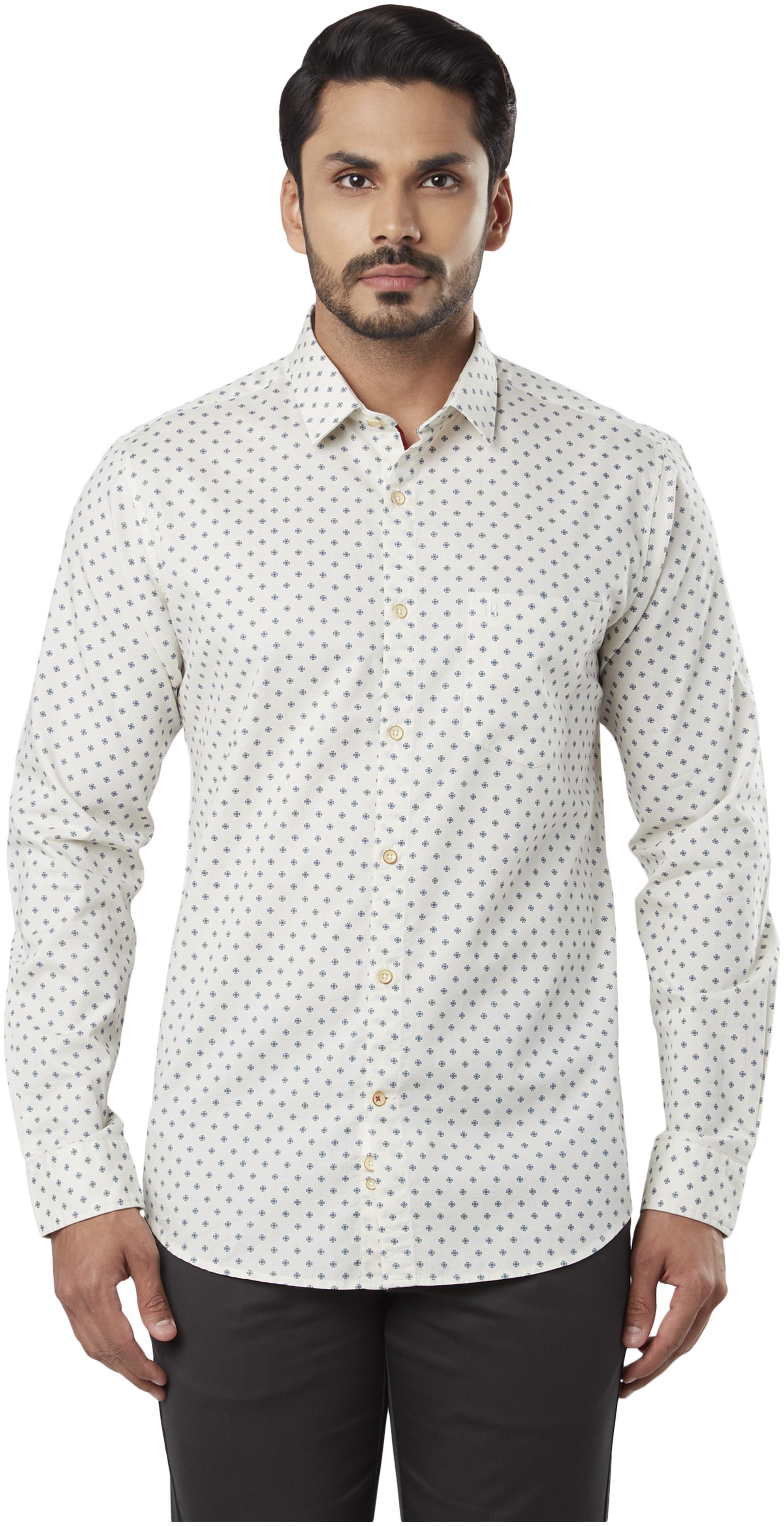 

Raymond Men White Printed Slim Fit Casual Shirt