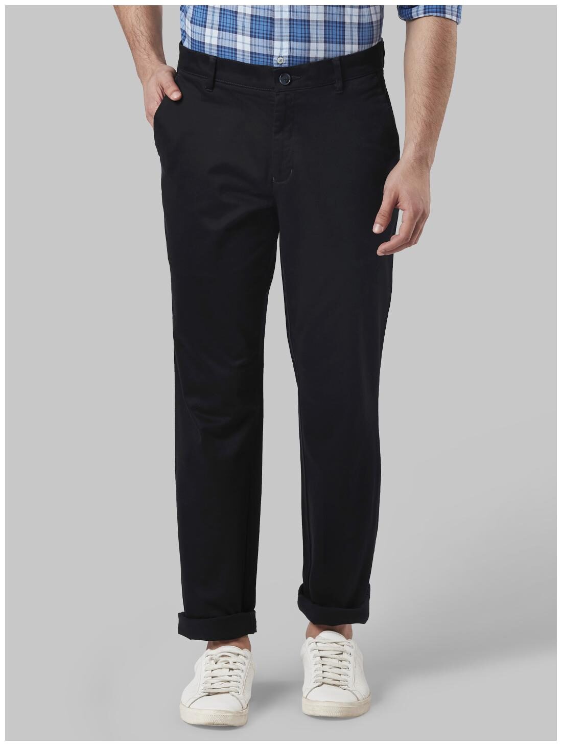 

Raymond Men Blue Solid Slim fit Regular trousers